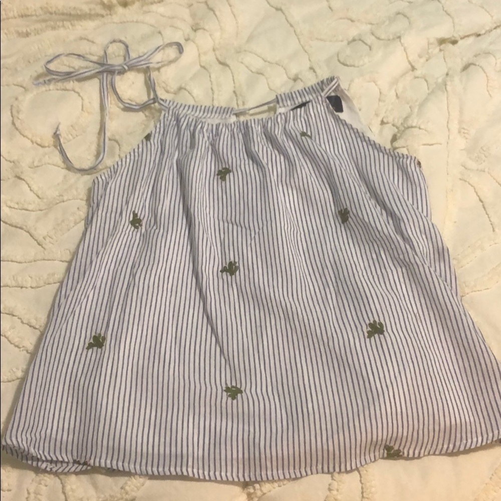 Halter top pinstripe with cactuses